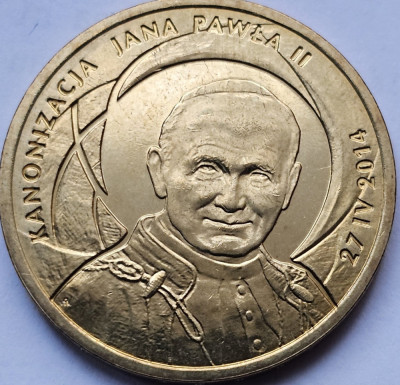 2 Zlote / Zloti 2014 Polonia, Canonisation of John Paul II, unc foto