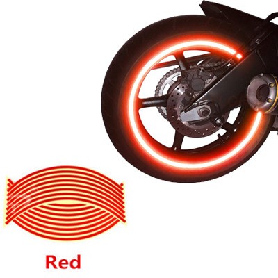 Set 16 ornamente Reflectorizante pentru jante auto, moto, culoare Rosie FAVLine Selection