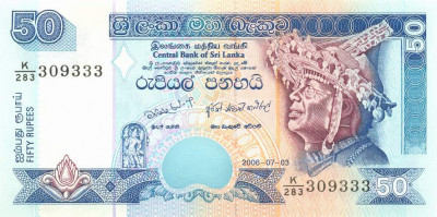 SRI LANKA █ bancnota █ 50 Rupees █ 2006 █ P-110f █ UNC █ necirculata foto
