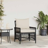 Scaun de grădină cu perne Negru 60x70x78 cm Ratan