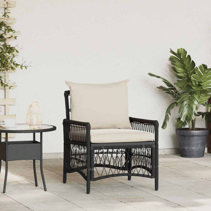 vidaXL Scaun pentru Grădină Negru 60 x 70 x 78cm poliratan 42006217