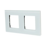 Cumpara ieftin Rama dubla pentru priza si intrerupator, din sticla, alb, 8.6 x 15.7 x 1 cm