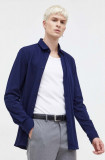 Cumpara ieftin HUGO cămașă din bumbac bărbați, culoarea bleumarin, cu guler clasic, slim 50494515