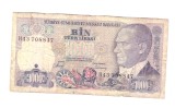 Bancnota Turcia 1000 lire 1988, seria H, circulata, stare relativ buna