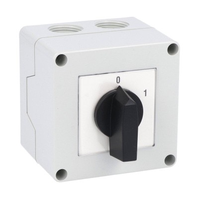 Intrerupator 25A 7.5kw 0-1 ON-OFF 3 poli IP65 cu came industrial aplicat casetat foto