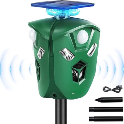 Dispozitiv ultrasunete anti-daunatori BIRAI BR07, 360&amp;deg; cu 3 senzori IR, 5 moduri, lumini LED intermitente, incarcare solara/USB, protectie impotriva p foto