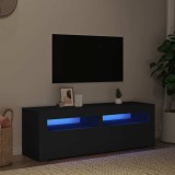 Comodă TV cu lumini LED, negru, 120x35x40 cm
