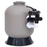 Filtru cu nisip de piscina cu supapa 6 cai fixare laterala gri