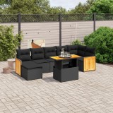 Cumpara ieftin Gossi set mobilier de gradina cu perne, 8 piese, negru, poliratan