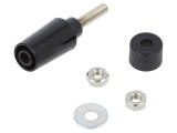 Soclu banană 4mm 32A neagră pe panou 45mm alamă