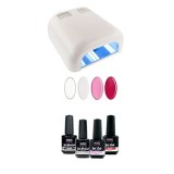 Kit test mic - lac gel UV 4x15ml + lampă albă cu 4 becuri 36W, INGINAILS