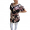 Bluza lejera Stephanie cu imprimeu floral, nuanta de negru