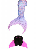 Cumpara ieftin Costum de baie Model Sirena, include si Inotatoarea pentru fixarea cozii, Argintiu/Roz deschis, 120 cm