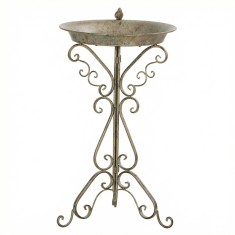 Outsunny F&acirc;nt&acirc;nă pentru păsări cu statuetă de pasăre și suport decorativ, bol vintage pentru grădină, Verde | Aosom Romania