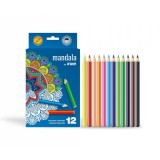 Set 12 creioane colorate - Mandala - Diverse Culori | Iniko