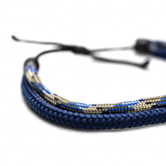 Bratara din snur paracord, de barbati, albastru-crem, Blue Stain foto