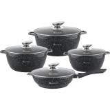 Set 8 piese cratite Goldmann, 2.3 l, 2.3 l, /4.5 l/, 6.5 l, exterior marmorat, interior ceramic antiaderent