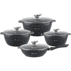 Set 8 piese cratite Goldmann, 2.3 l, 2.3 l, /4.5 l/, 6.5 l, exterior marmorat, interior ceramic antiaderent