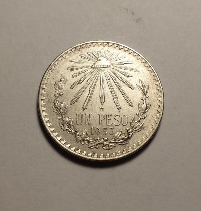Mexic 1 Peso 1933 AUNC Piesa Frumoasa