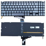 Tastatura Laptop, Asus, VivoBook K509FA, K509JA, argintie, iluminata, layout US