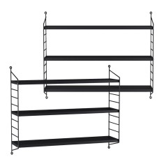 Set 2 buc raft perete Str&amp;auml;ngn&amp;auml;s 50x60x15cm otel negru [en.casa] HausGarden Leisure foto
