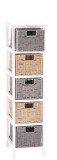 Comoda lemn alb poliester maro gri 26 x 32 x 98 cm