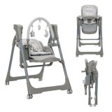 Leagan electric si scaun de masa 2 in 1, Lorelli Nomino, bluetooth, telecomanda, 3 viteze de leganare, panou muzical, Grey