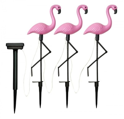 Set 3 lampi solare LED, grad protectie IP65, figurina flamingo, rezistenta interperii, 300mAh, 1,2V, 52,5 cm, roz foto