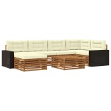vidaXL Set de canapele de exterior cu pernă 7 pcs Natural și Crem 3383603
