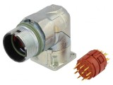 Conector M23 12 PIN tată lipire 90&deg; aurit