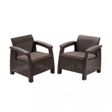 Cumpara ieftin Set fotolii Corfu duo, maro, cu perne taupe calde