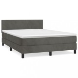 Cumpara ieftin Pat box spring cu saltea, gri inchis, 140x200 cm, catifea