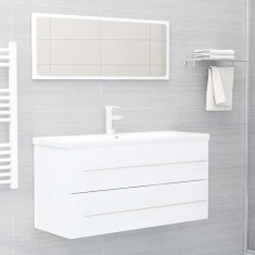 Set mobilier de baie, 2 piese, alb, PAL