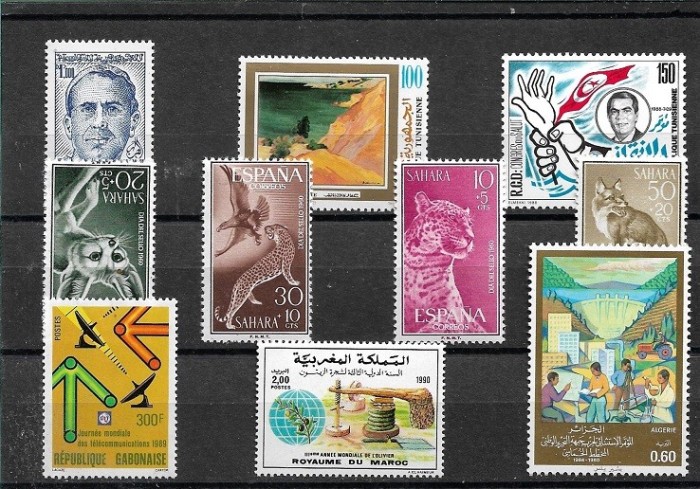 C4436 - lot timbre nestampilate Tunisia si alte tari africane