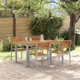 VidaXL Set de masă pentru grădină 5 pcs Gri și maro 150 x 90 x 75 cm