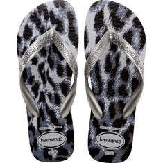 Havaianas slapi TOP ANIMALS femei, culoarea gri, cu toc plat, 4132920.3499