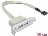 Bracket USB 2.0 2 porturi, low profile, Delock 83119