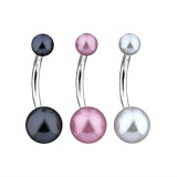 Piercing pentru buric - bilă perlă colorată - Culoare Piercing: Negru - K