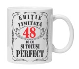 Cana alba personalizata &quot;editie limitata&quot;, 48 ani, INOVATIX&reg;. 330ml