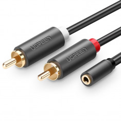 Cablu Ugreen Cablu Audio 3,5 Mm Mini Mufă (femă) - 2RCA (mascul) 25 Cm Gri (AV102 10561)