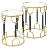 Cumpara ieftin Set 2 masute de cafea Black Gold din metal si sticla