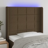 Cumpara ieftin Tăblie de pat cu LED, maro &icirc;nchis, 83x16x118/128 cm, textil