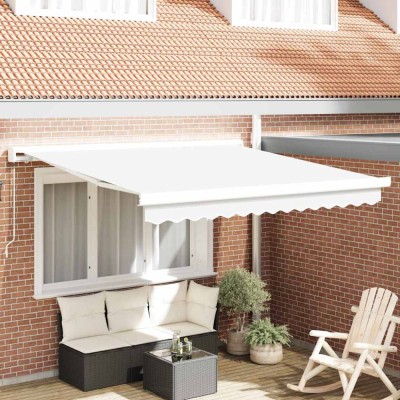 vidaXL Cortina Retractabilă Alb 350 x 250 cm Material textil, Metal foto