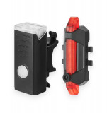 Set lanterna si lumina stop pentru bicicleta HY-025, incarcare USB