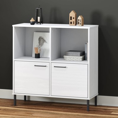 vidaXL Bibliotecă cu picioare metalice OSLO, alb, 90x35x90,5 cm, lemn foto