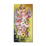 Tablou pictat manual hol, dormitor, living, Aranjament floral, 40x20cm ulei pe panza, gata de expus pe perete