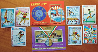 GUINEA ECUATORIAL-&amp;#039;&amp;#039;OLIMPIADA MUNCHEN-72&amp;#039;&amp;#039;-set comp.7v.+COLITA D si Ned.stamp foto