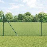 VidaXL Gard din s&acirc;rmă sudată cu 7 st&acirc;lpi spike Verde 1.6x10 m Oțel