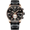 Ceas Barbatesc Curren 8362-B Quartz Cronograf, Data, Negru-Auriu, Curea Otel Inoxidabil