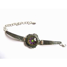 Bratara metal si sticla, bratara reglabila cu mandala 29956